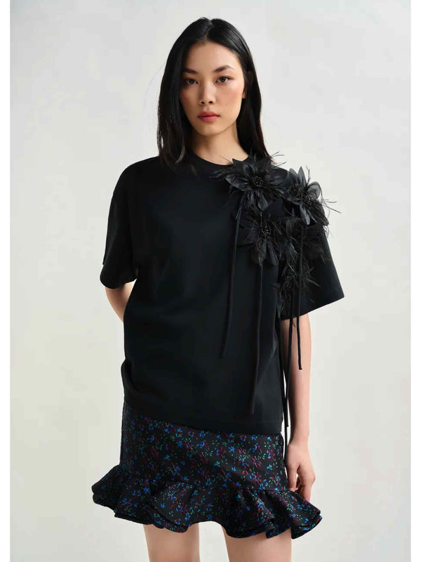 Ibiscus T-shirt with floral detail
