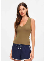 Abby V-Neck Tank Top - Olive