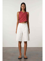 Cotton Blend Knit Top - Berry