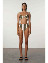 Olive Stripe Bra Cup
