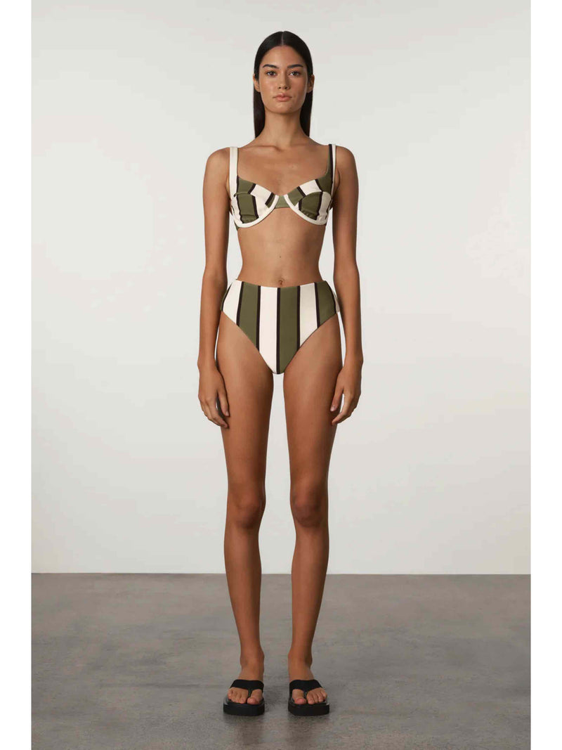 Olive Stripe Bra Cup