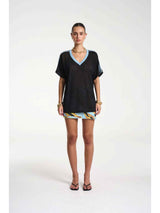 V NECK JERSEY - BLACK /BLUE