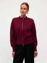 Zara Zip Up Knit Jacket - Wine