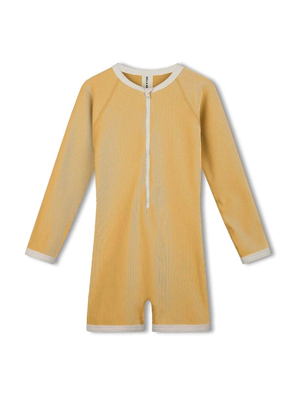 Mini Stripe Rib Surf Suit - Marigold