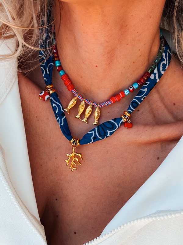 Bohemian Blue Bandana Necklace