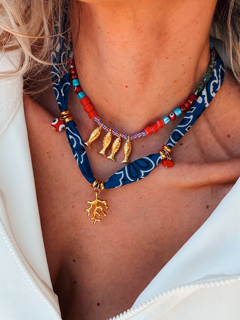 Bohemian Blue Bandana Necklace