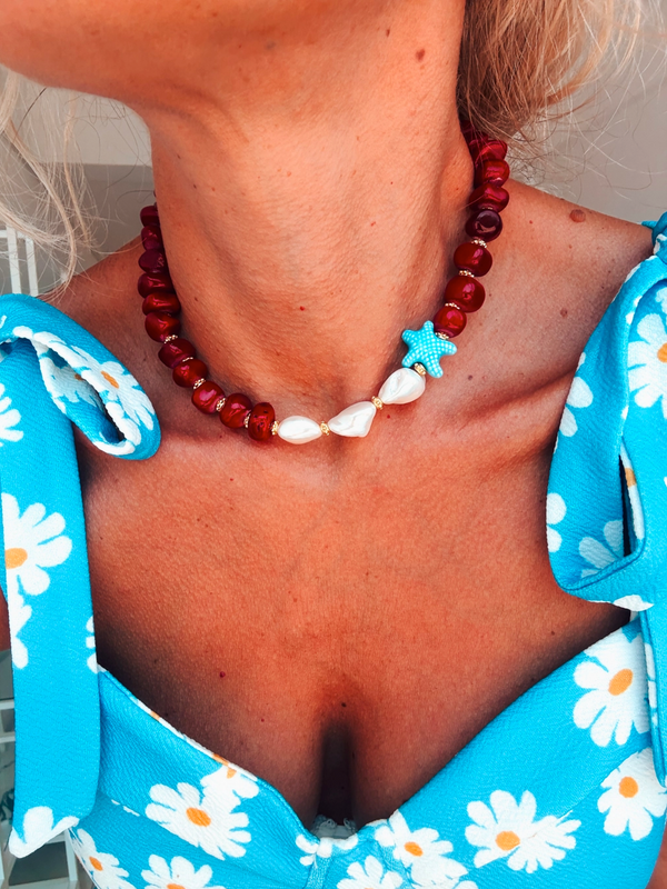 Bohemian Ciel Red Beaded Necklaces