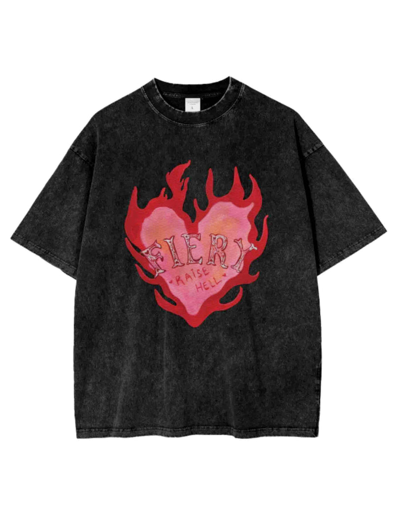 Fiery Oversize Tee - Black