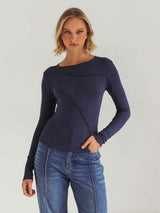 Nora Long Sleeve Top - Navy