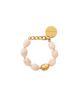 Organic Pearl Bracelet with gold - latte marble