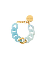 Flat Chain Bracelet 2 color w gold cloud marble - opaline blue