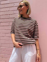 Mimi Stripe Tee - Pink/Choc