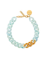Flat Chain Necklace with gold cloud marble