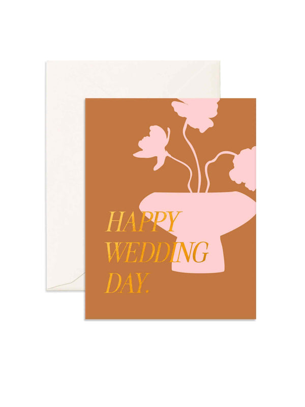 Wedding Day Peony Vase Greeting Card