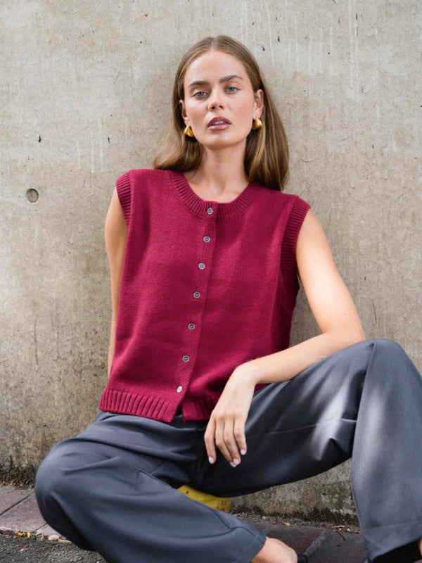 Felix Knit Vest - Wine