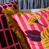 Annette Embroidered Cushion - Cosmo Pink