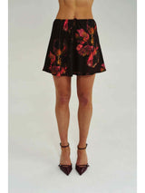 MINI BIAS CUT SKIRT - CHOCOLAT PETALS