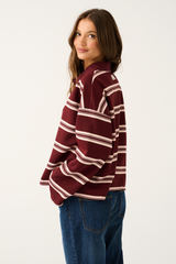 Freddie Rugby Top - Burgundy Stripe