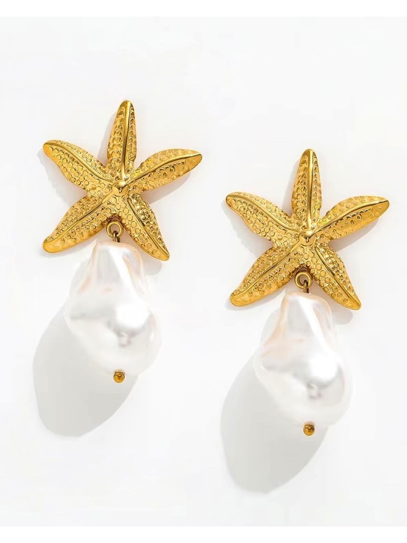 Sea Star Pearl Earrings