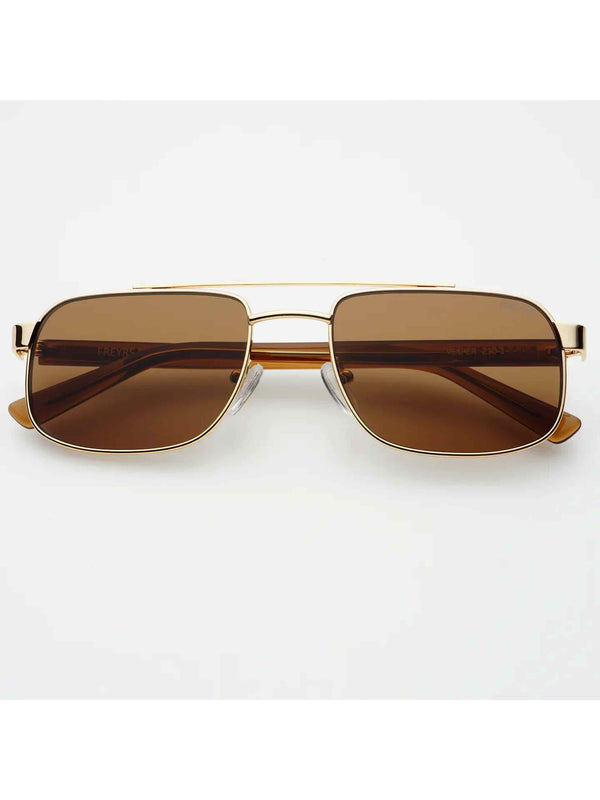 Vesper Aviator Sunglasses - Gold / Solid Brown
