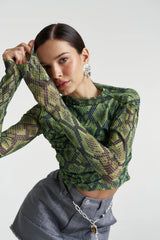 MESH LS ROUCHED SKIVVY - VIPER