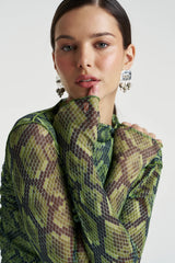 MESH LS ROUCHED SKIVVY - VIPER