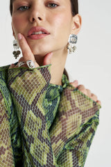 MESH LS ROUCHED SKIVVY - VIPER