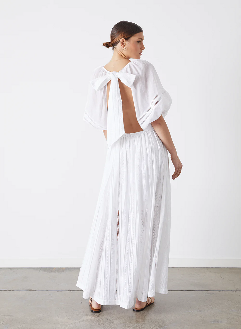 White cotton lace maxi dress cheap