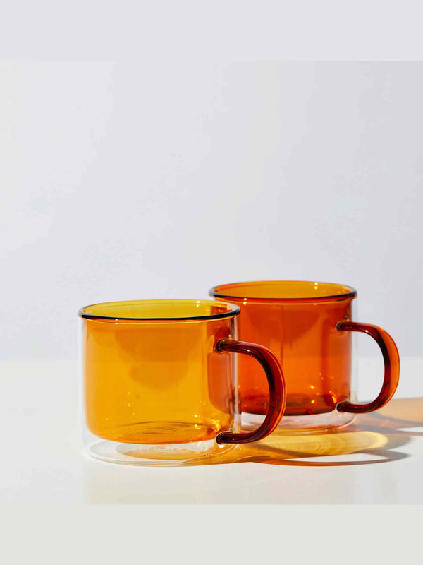 DOUBLE TROUBLE CUP SET IN AMBER