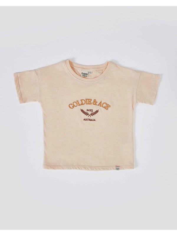 GOLDIE+ACE LEGACY EMBROIDERED T-SHIRT - OATMEAL