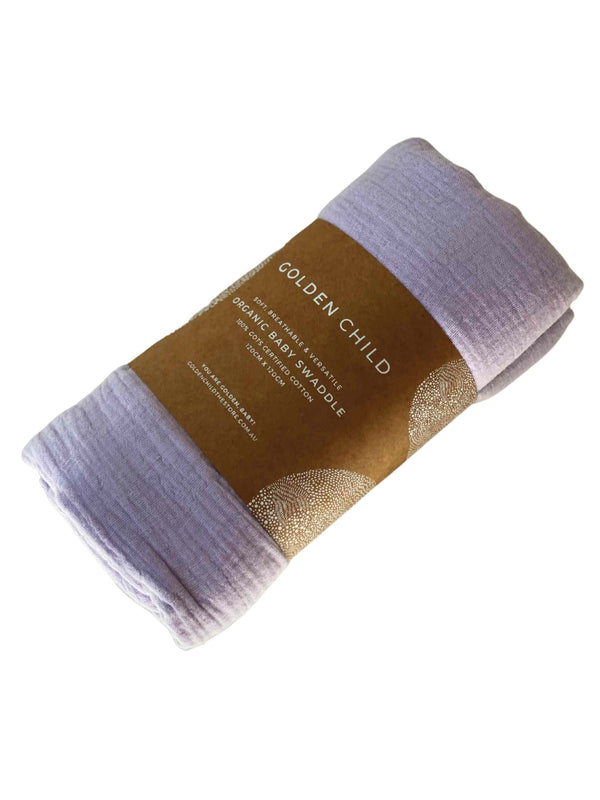 ORGANIC COTTON GAUZE BABY SWADDLE - VIOLET