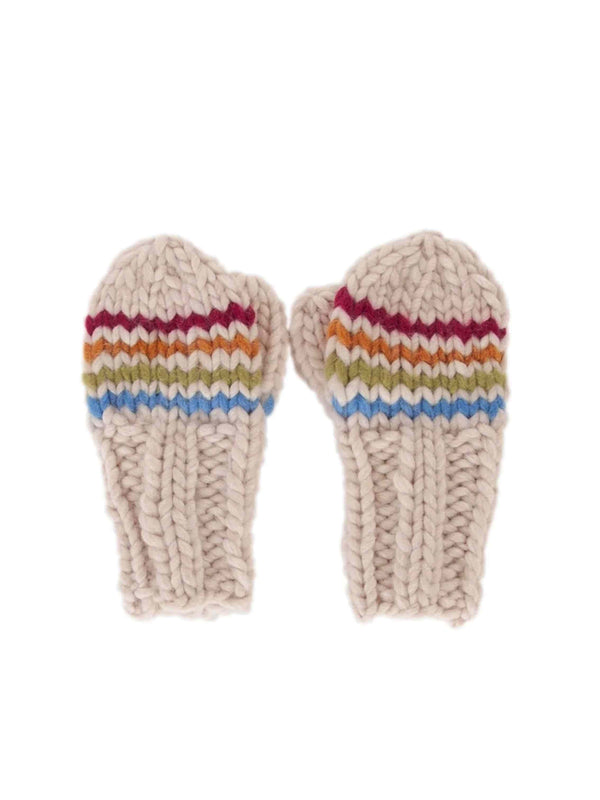 Rainbow Stripe Mittens - Natural