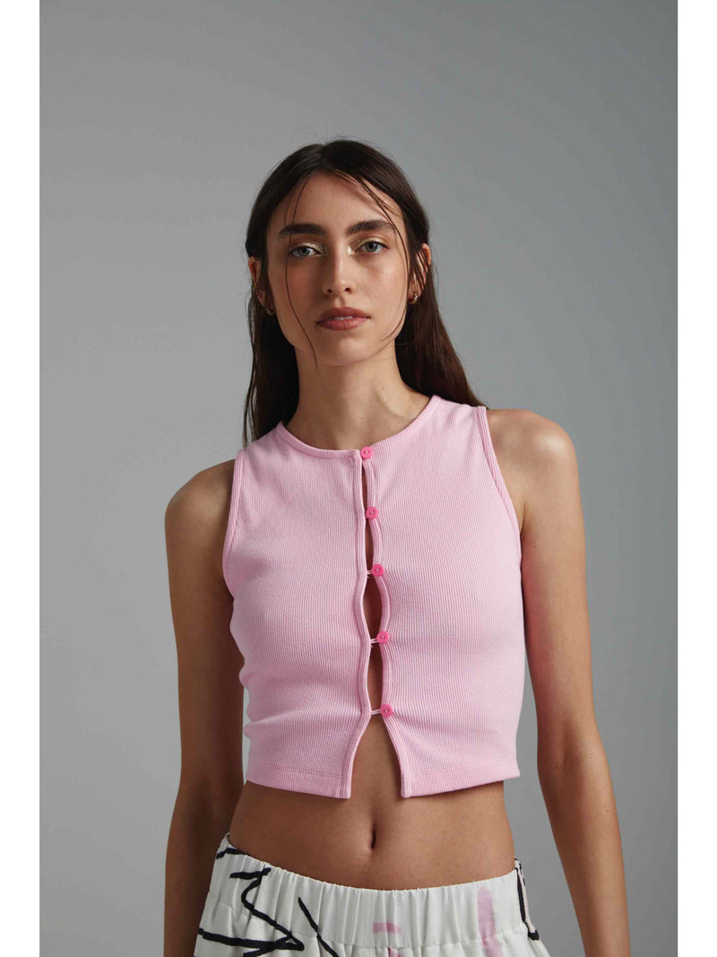 BUTTON UP TOP - PINK