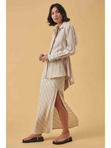 VALLEY BIAS SKIRT - ECRU STRIPE