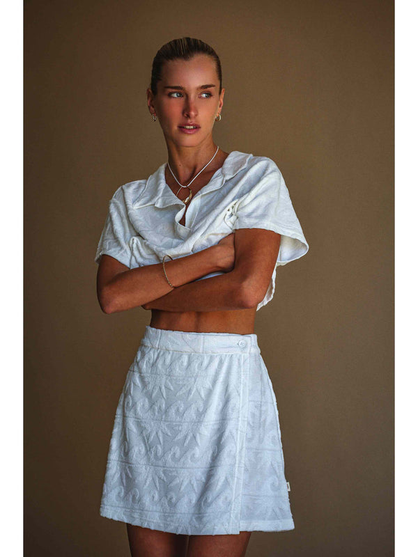 WAIMEA TERRY WRAP SKIRT VANILLA